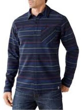 Smartwool Navy Striped Long-Sleeve Button-Down Shirt